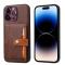  iPhone 15 Pro Skal Läder Med Plånboksfunktion Brun
