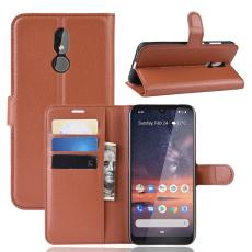  Nokia 3.2 - Litchi Pl&aring;nboksfodral - Brun