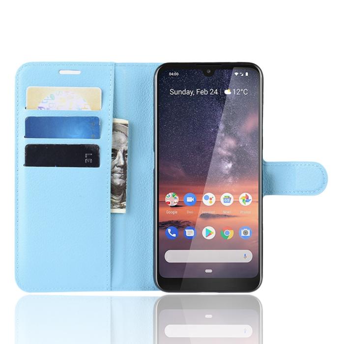 Bild 4,  Nokia 3.2 - Litchi Plånboksfodral - Ljus Blå