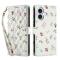  iPhone 17 Fodral Rhombus Läder Blommor Vit