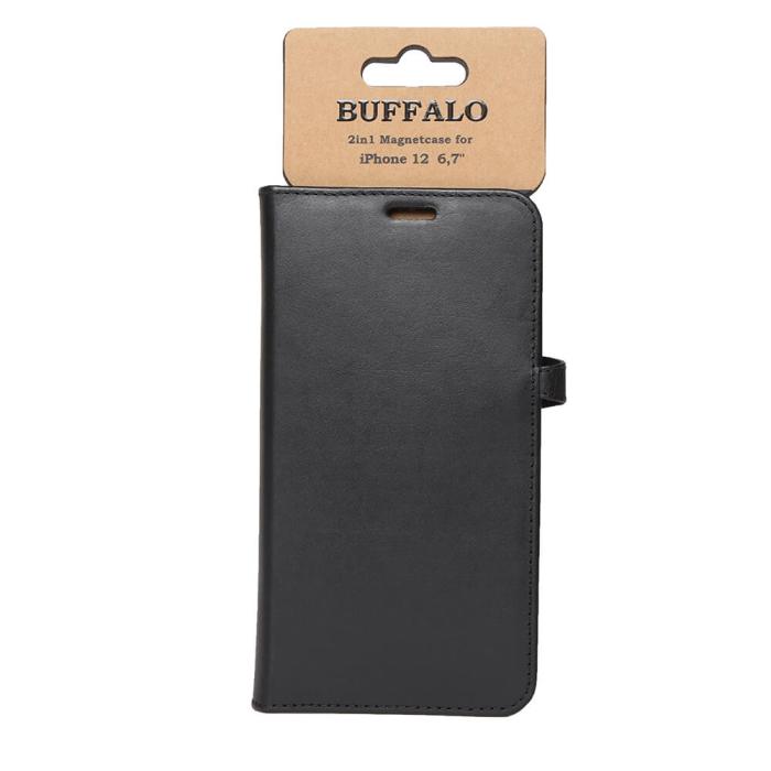 Bild 2, Buffalo Buffalo iPhone 12 Pro Max Fodral 2in1 Äkta Läder Svart