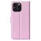  iPhone 16 Pro Max Fodral Litchi Läder Textur Ljus Rosa