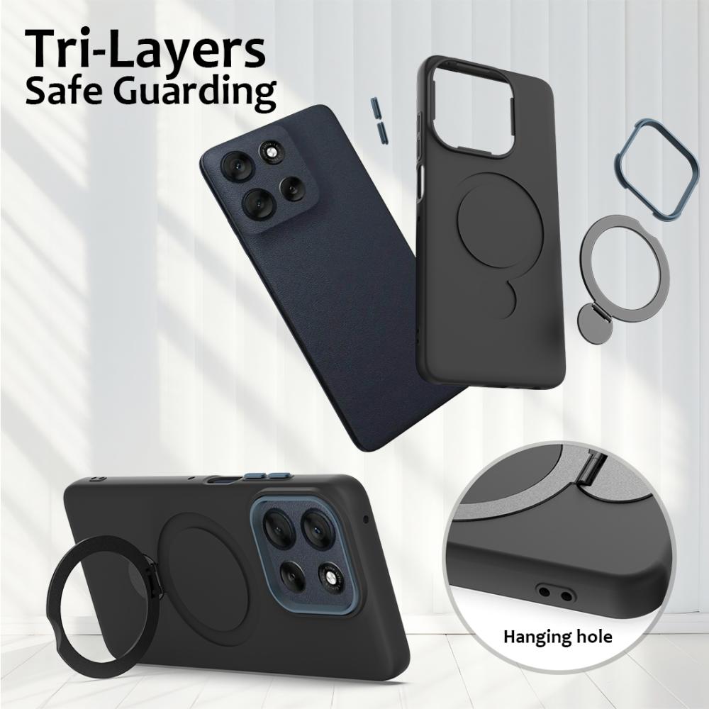  Motorola Edge 60 Pro Skal MagSafe Kickstand Hybrid Svart