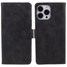  iPhone 15 Fodral PU L&auml;der Svart