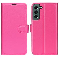  Samsung Galaxy S23 Plus Fodral Litchi L&auml;der Rosa