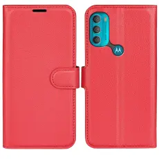  Motorola Moto G71 Fodral Litchi Textur R&ouml;d