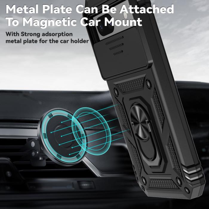 Bild 3,  Google Pixel 8A Shockproof Hybrid Armor Ring Skal Svart