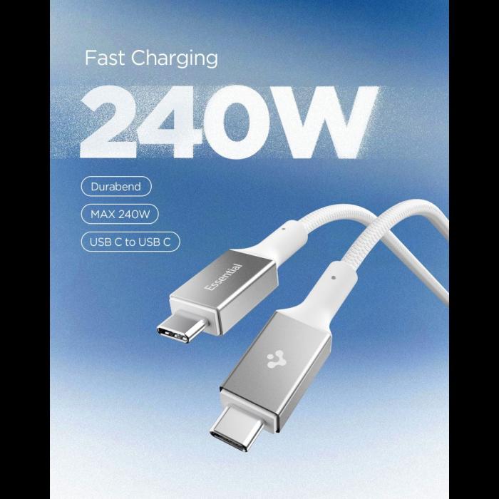 Bild 3, Spigen Spigen 1.5m 240W USB-C - USB-C Kabel Vit