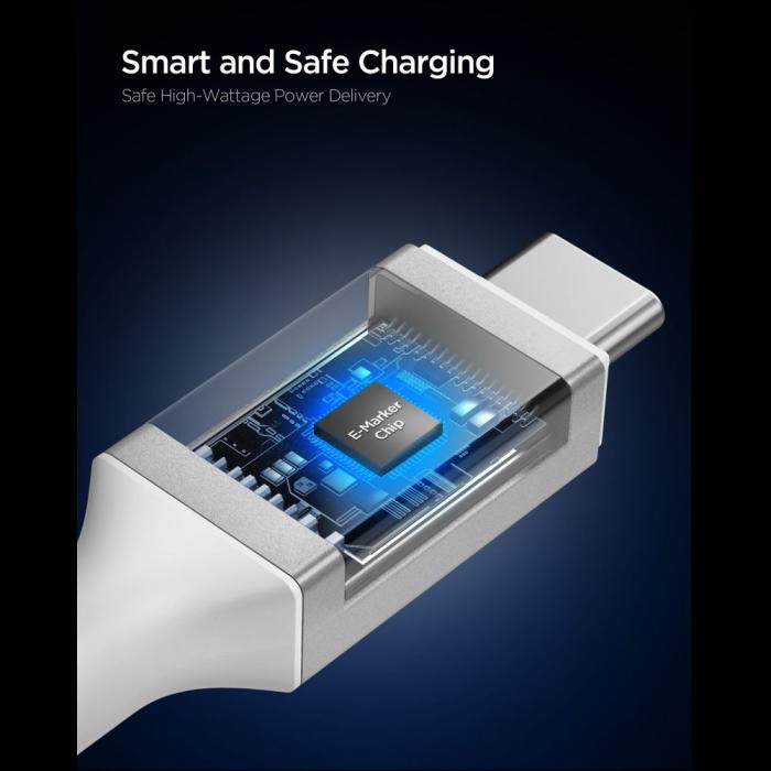 Bild 4, Spigen Spigen 1.5m 240W USB-C - USB-C Kabel Vit