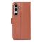  Samsung Galaxy S24 FE Fodral Litchi Läder Textur Brun