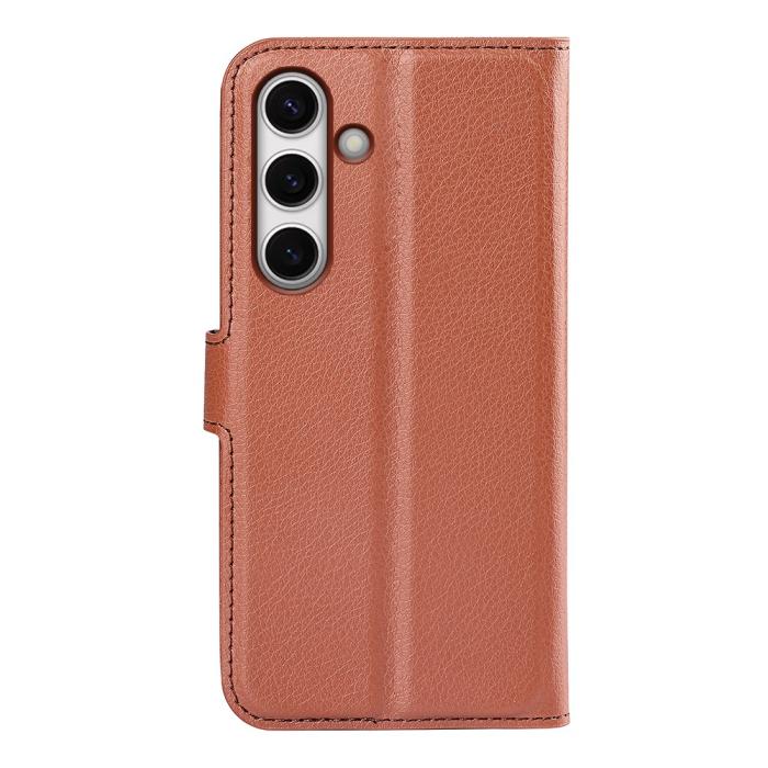 Bild 6,  Samsung Galaxy S24 FE Fodral Litchi Läder Textur Brun