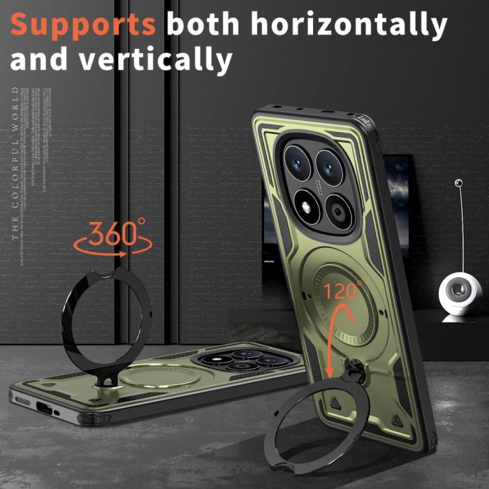 Bild 2,  Xiaomi Redmi Note 14 Pro 5G Skal MagSafe Kickstand Hybrid Grön