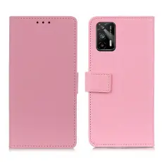  Realme GT 5G - Solid L&auml;der Fodral - Rosa