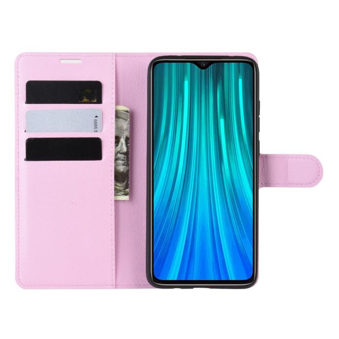 Bild 4,  Xiaomi Redmi Note 8 Pro - Litchi Plånboksfodral - Ljus Rosa