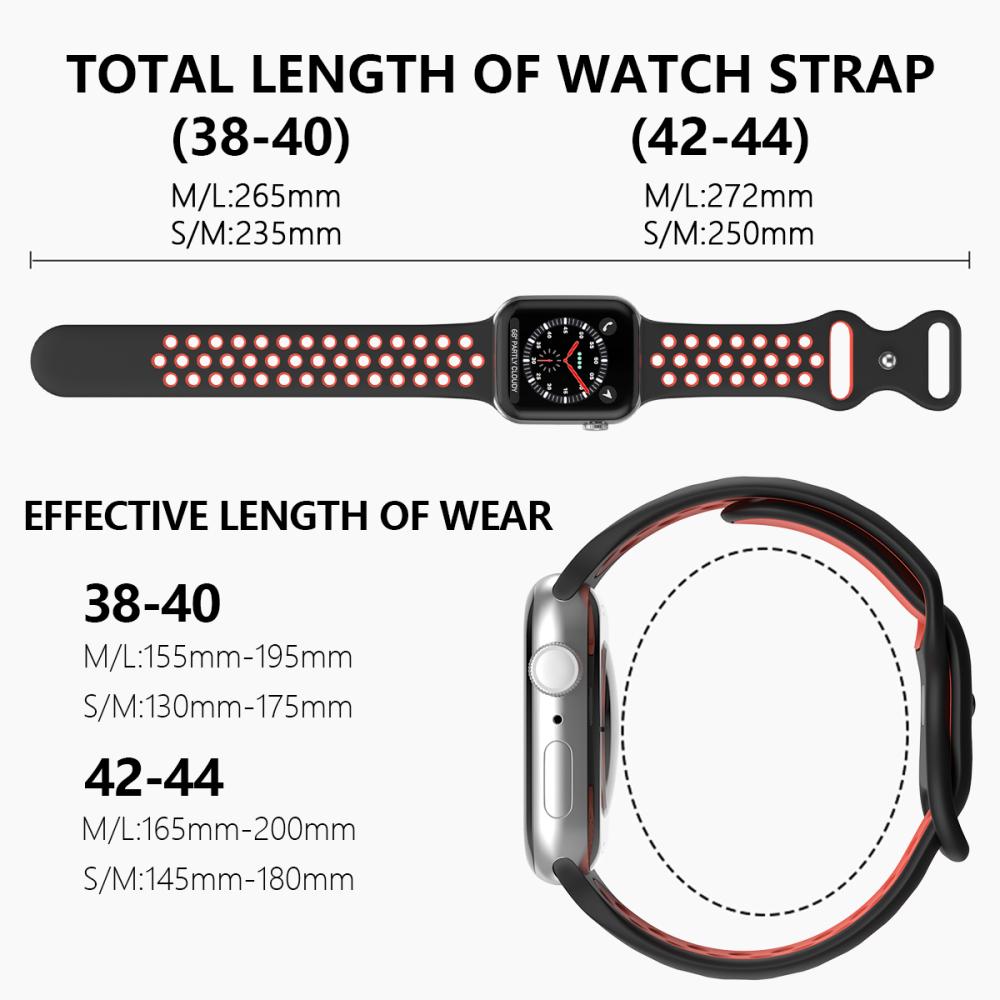 ColorPop Sportarmband Dual-Color Apple Watch 42/44/45/46/49 mm (S/M) Svart/Röd