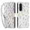  Samsung Galaxy A57 5G Fodral Rhombus Läder Blommor Vit
