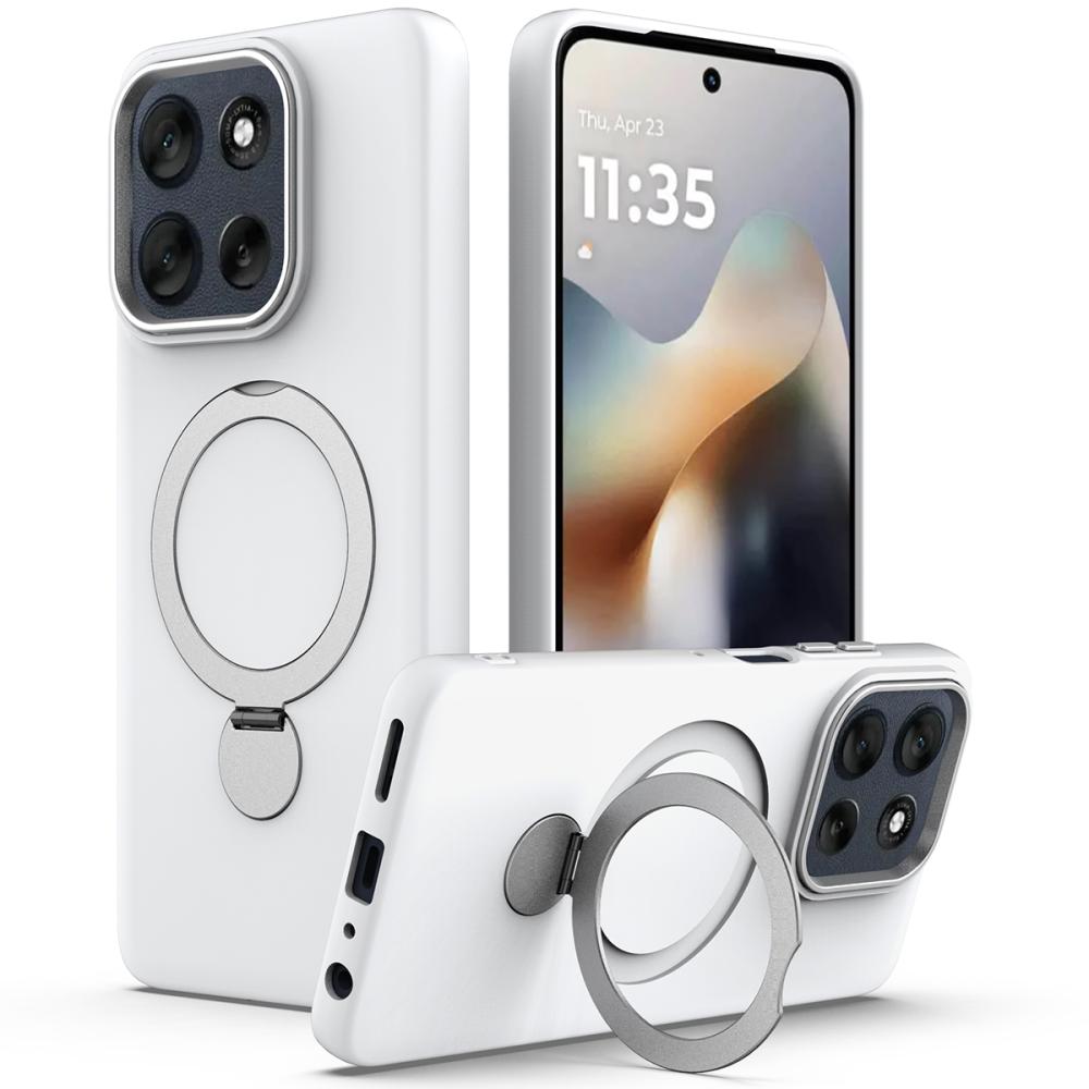  Motorola Edge 60 Pro Skal MagSafe Kickstand Hybrid Vit