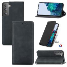  Samsung Galaxy S22 Fodral Flip Retro L&auml;der Svart