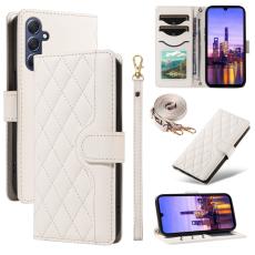  Samsung Galaxy A16 / A26 5G Fodral Rhombus L&auml;der Vit