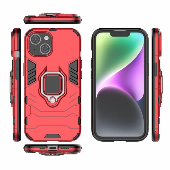 Bild 5,  iPhone 15 Skal Hybrid Armor Ring Röd