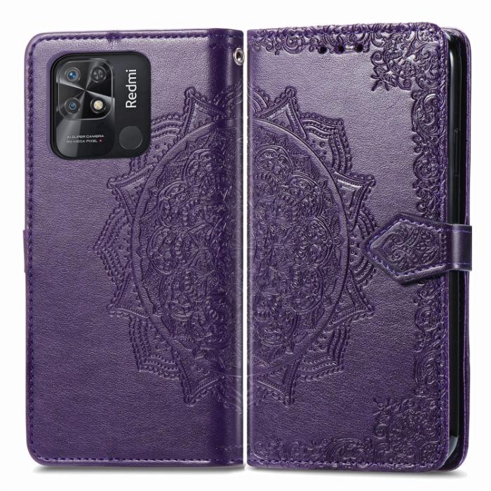 Bild 2,  Xiaomi Redmi 10C Fodral Mandala Läder Lila