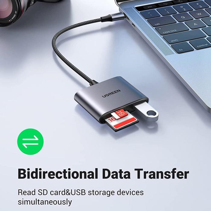 Bild 3, UGREEN UGREEN 3in1 USB-C Till Minneskortläsare / USB 2.0 Adapter