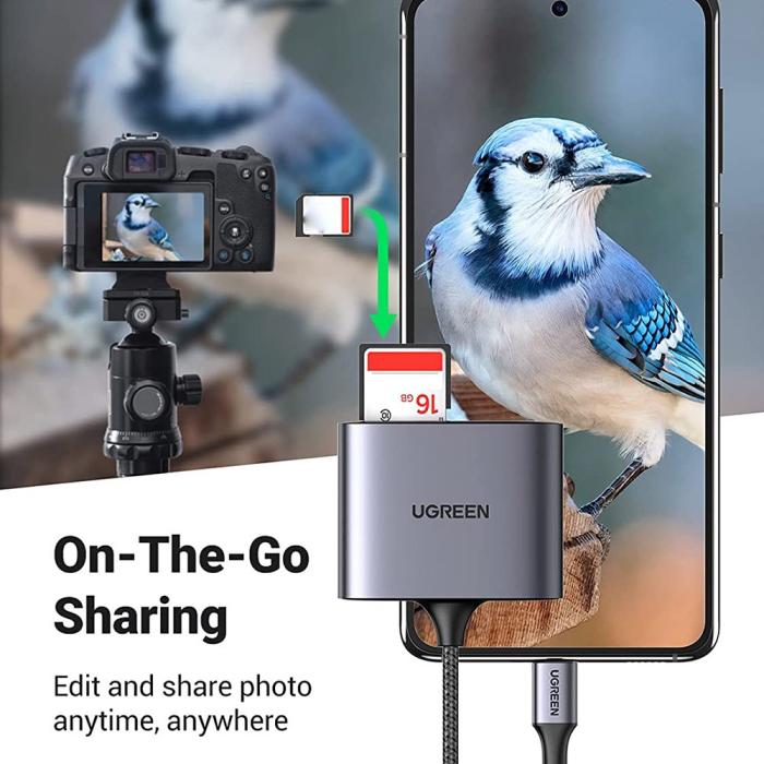Bild 5, UGREEN UGREEN 3in1 USB-C Till Minneskortläsare / USB 2.0 Adapter