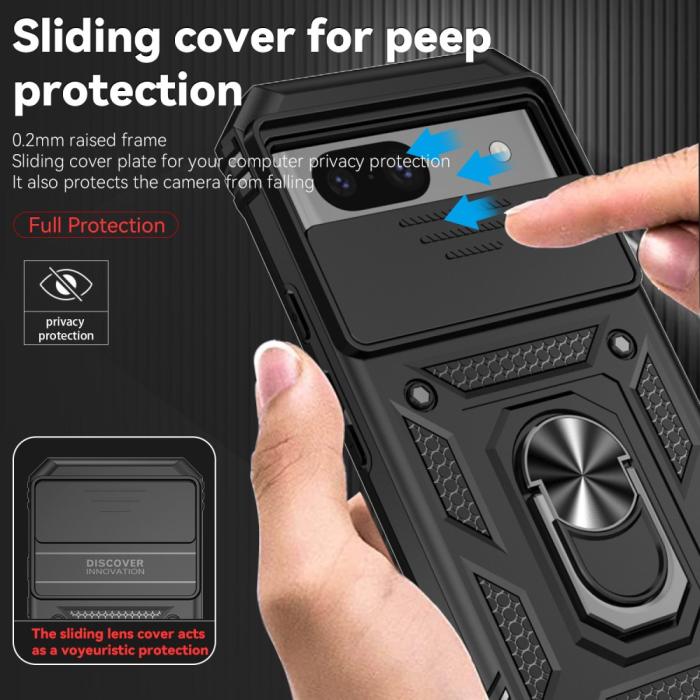 Bild 5,  Google Pixel 8A Shockproof Hybrid Armor Ring Skal Svart