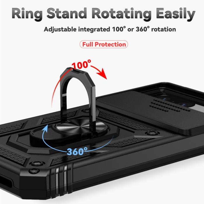 Bild 6,  Google Pixel 8A Shockproof Hybrid Armor Ring Skal Svart
