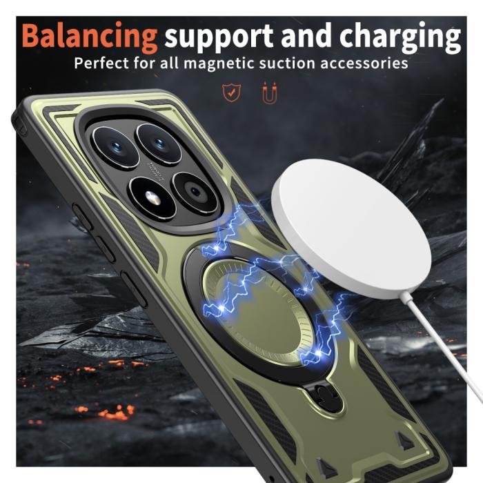 Bild 3,  Xiaomi Redmi Note 14 Pro 5G Skal MagSafe Kickstand Hybrid Grön