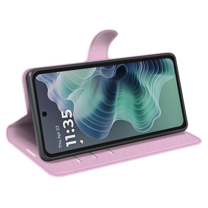 Bild 3,  Motorola Moto G35 5G Fodral Litchi Läder Ljus Rosa