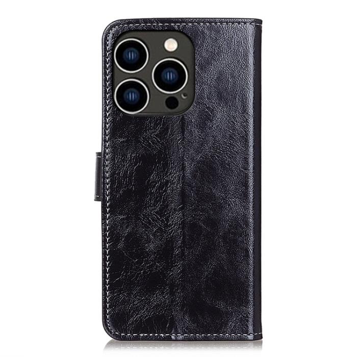 Bild 3,  iPhone 15 Pro Fodral Retro Crazy Horse Svart