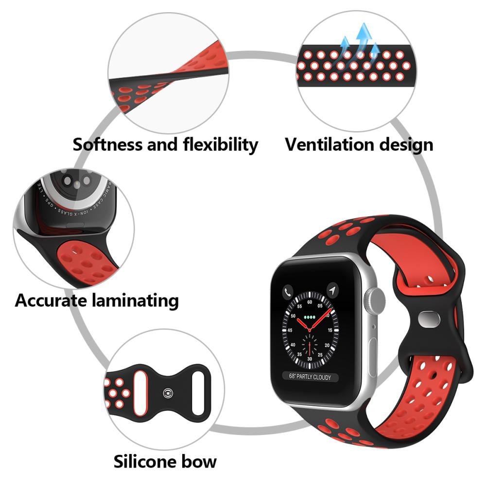 ColorPop Sportarmband Dual-Color Apple Watch 42/44/45/46/49 mm (S/M) Svart/Röd