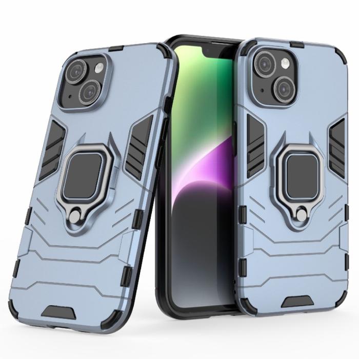 Bild 2,  iPhone 15 Skal Hybrid Armor Ring Blå