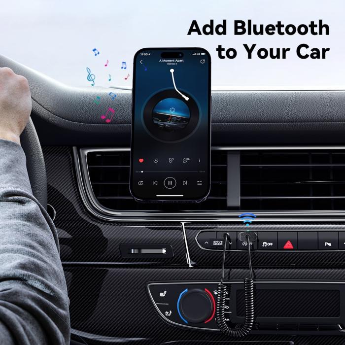 Bild 3, ESSAGER ESSAGER 1 m Bluetooth AUX Ljudadapter För Bilen Svart