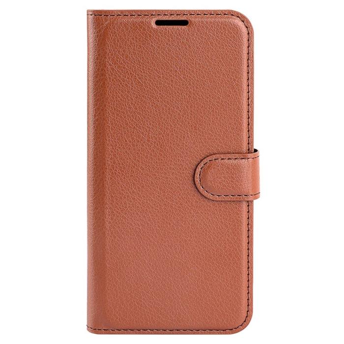 Bild 5,  Samsung Galaxy S23 Plus Fodral Litchi Läder Brun