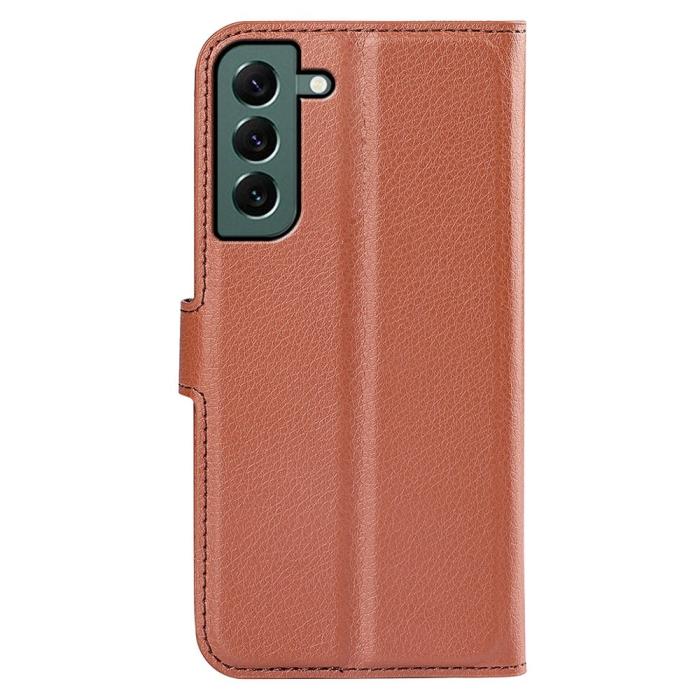 Bild 6,  Samsung Galaxy S23 Plus Fodral Litchi Läder Brun