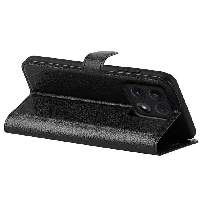 Bild 4,  Xiaomi 14T Fodral Litchi Läder Svart