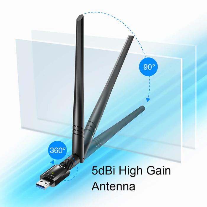 Bild 2, Cudy Cudy Adapter USB WU1400 AC1300 High Gain Svart