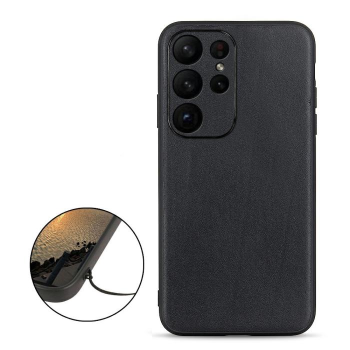 Bild 2,  Samsung Galaxy S23 Ultra Skal Äkta Läder Svart