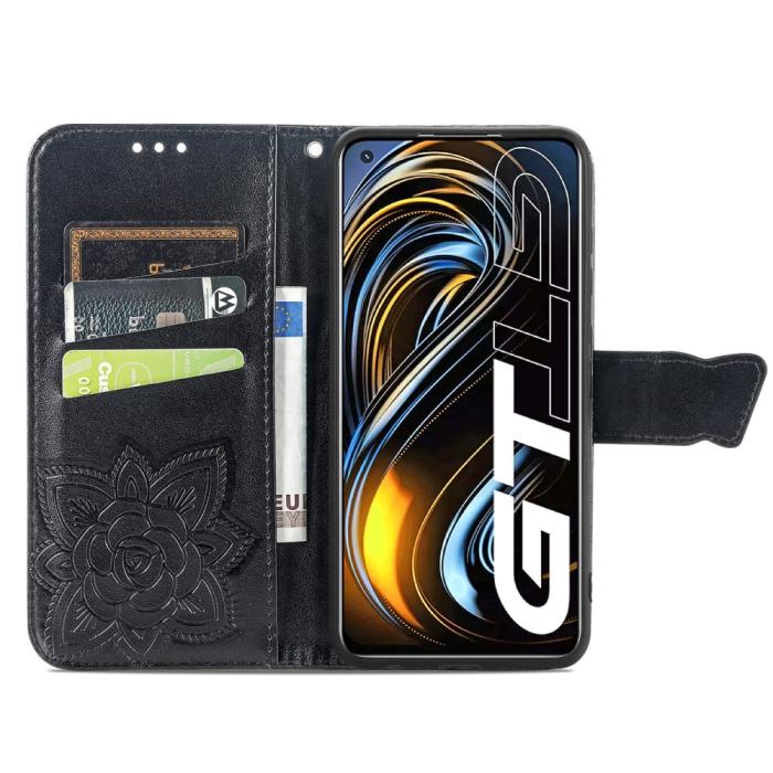 Bild 5,  Realme GT 5G - Butterfly Läder Fodral - Svart