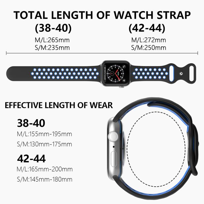Bild 4, ColorPop Sportarmband Dual-Color Apple Watch 42/44/45/46/49 mm (S/M) Svart/Blå
