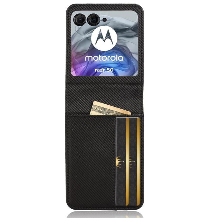 Bild 2,  Motorola Razr 60 / 50 5G Skal Med Kortfack Läder Svart