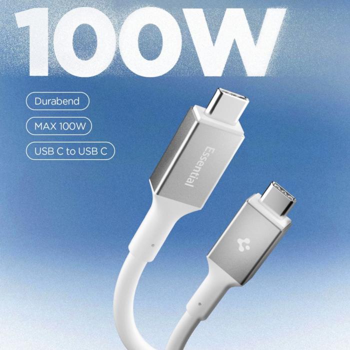 Bild 2, Spigen Spigen 2m 100W USB-C - USB-C Kabel Essential Vit