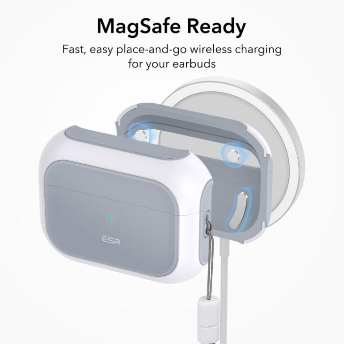Bild 3, ESR ESR AirPods Pro 1/2 Fodral Orbit MagSafe HaloLock Vit