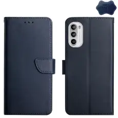  Motorola Moto G52/G82 Fodral &Auml;kta L&auml;der Nappa Textur Bl&aring;