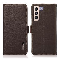 KHAZNEH KHAZNEH Samsung Galaxy S22 Plus Fodral Litchi &Auml;kta L&auml;der Brun