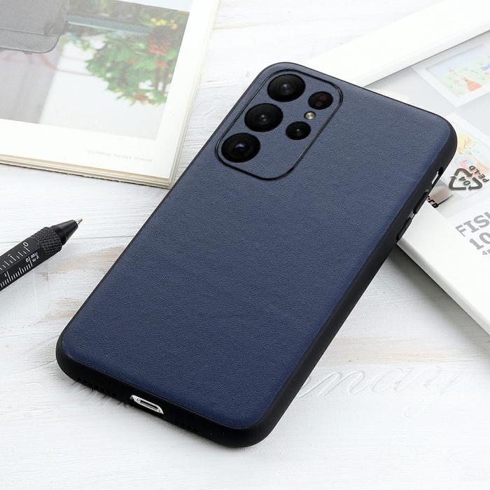 Bild 3,  Samsung Galaxy S23 Ultra Skal Äkta Läder Blå