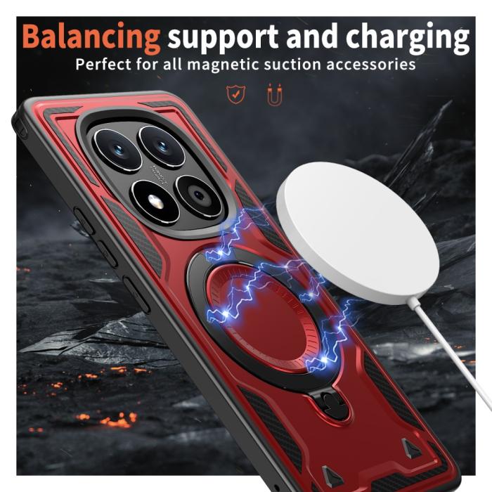 Bild 3,  Xiaomi Redmi Note 14 Pro 5G Skal MagSafe Kickstand Hybrid Röd