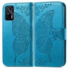  Realme GT 5G - Butterfly L&auml;der Fodral - Bl&aring;